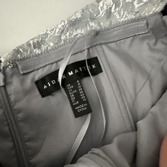 NWT $395 Aidan Mattox [ 6 ] Metallic Jacquard Off Shoulder Dress Blue Mist #Q379 - Picture 3 of 12